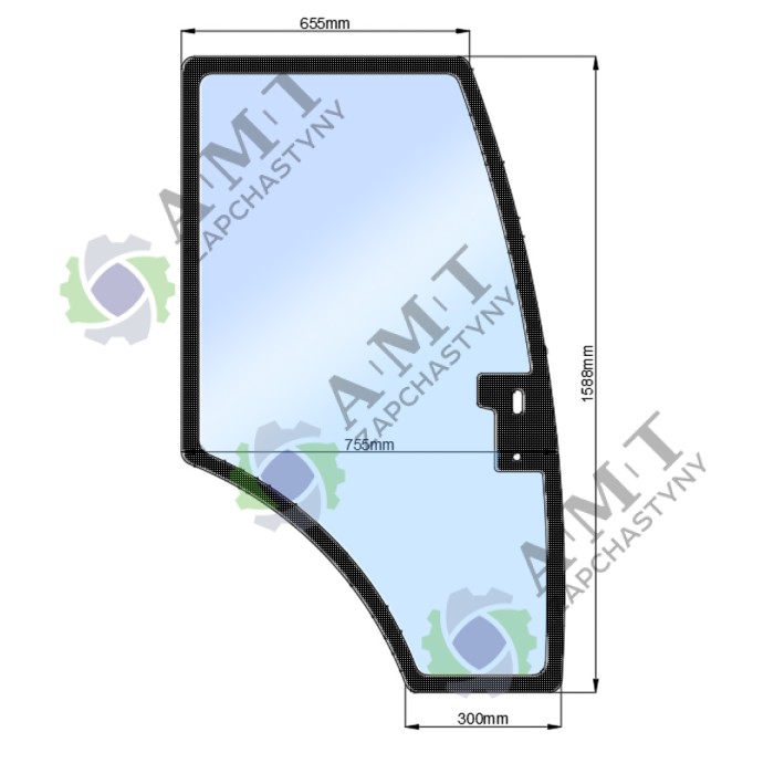 Стекло двери правой ДТЗ (h-1588, L-300x655x775)