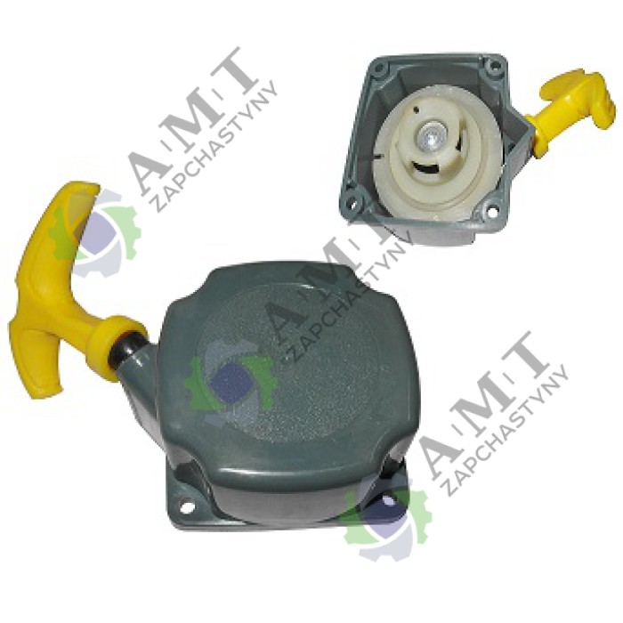 Стартер (4 зачепи, квадрат) (сірий, жовта ручка) мотокоси Китай 40/44