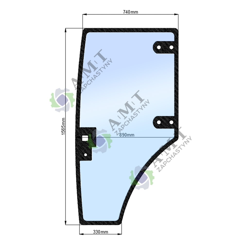 Стекло двери левой JM804 (нов.) (h=1565, L=740х890х330)