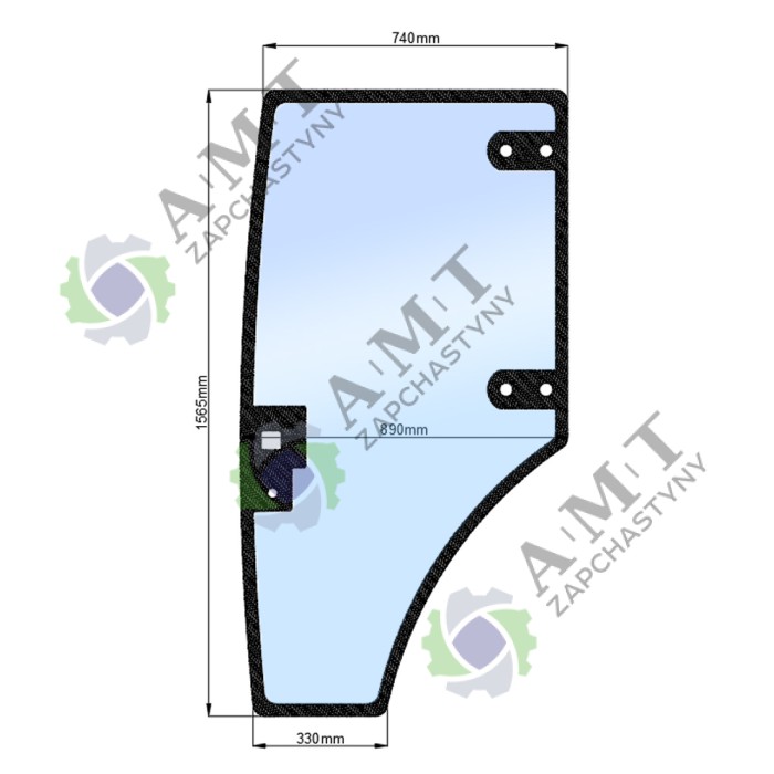 Стекло двери левой JM804 (нов.) (h=1565, L=740х890х330)