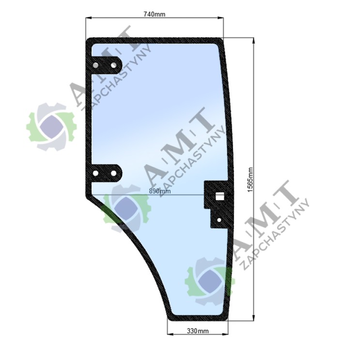 Стекло двери правой JM 804 (нов.) (h=1565, L=740х890х330)