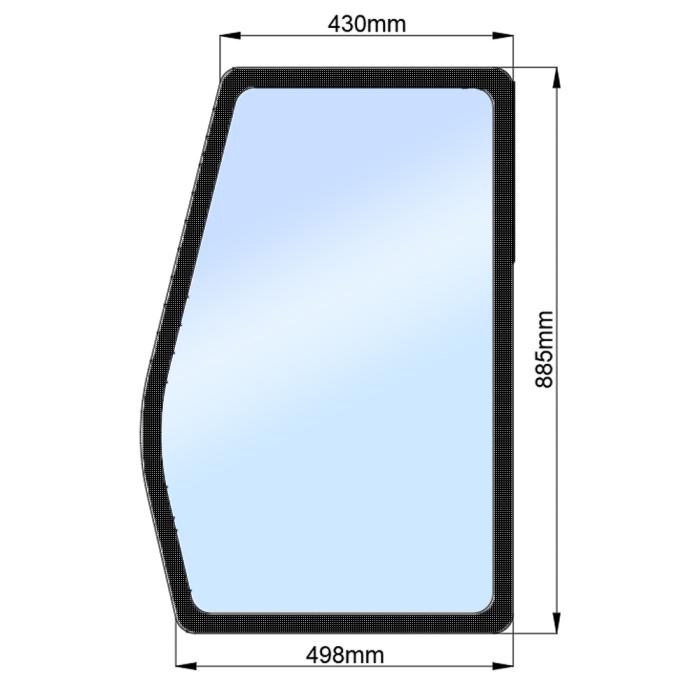 Стекло боковое правое h-885, L-430х498 ДТЗ 404.5С