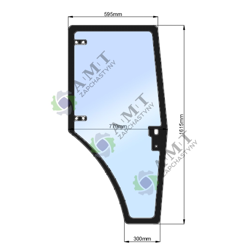 Стекло двери правой ДТЗ 504 (нов) (h=1615, L=595x770x300)