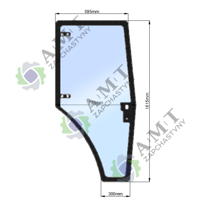 Стекло двери правой ДТЗ 504 (нов) (h=1615, L=595x770x300)