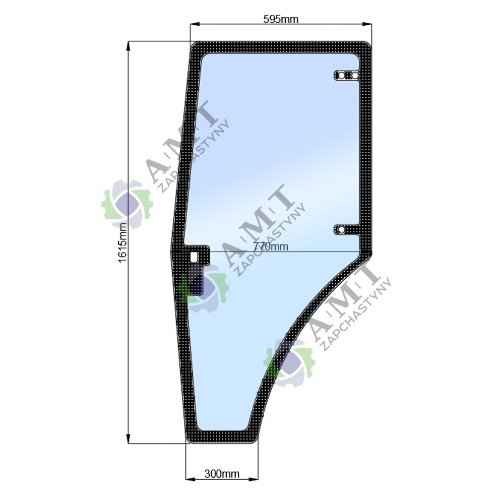 Стекло двери левой ДТЗ 504 (нов) (h=1615, L=595x770x300)