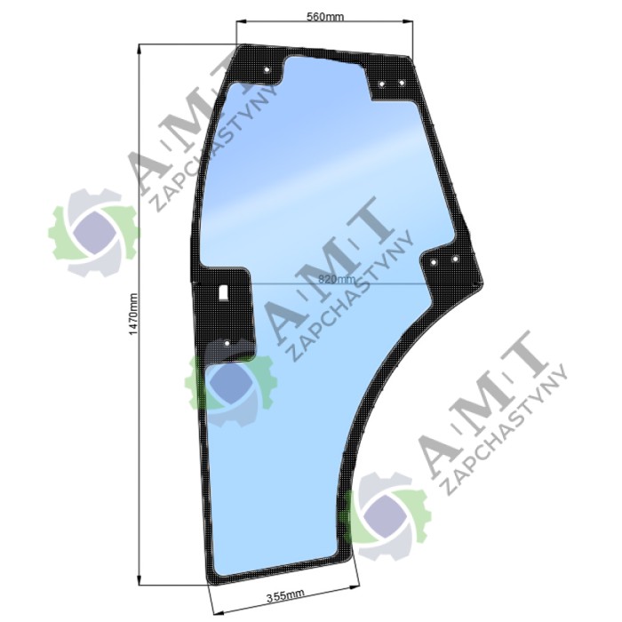 Стекло двери левой JM 244/3244/404С (h=1470, L=560x820x355)