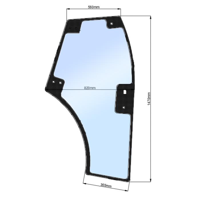 Стекло двери правой JM 244/3244/404С (h=1470, L=560x820x355)