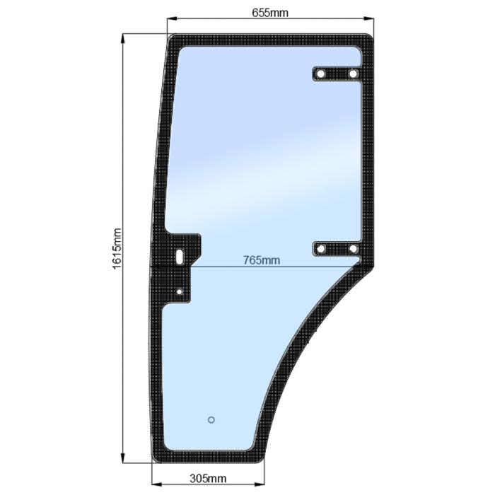 Стекло двери левой ДТЗ 504 (нов.) (h=1615, L=655x765x305)