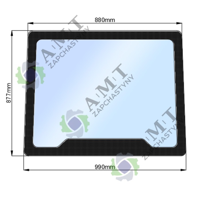 Стекло лобовое (нов.) ДТЗ 504 (h=877, L=880x990)