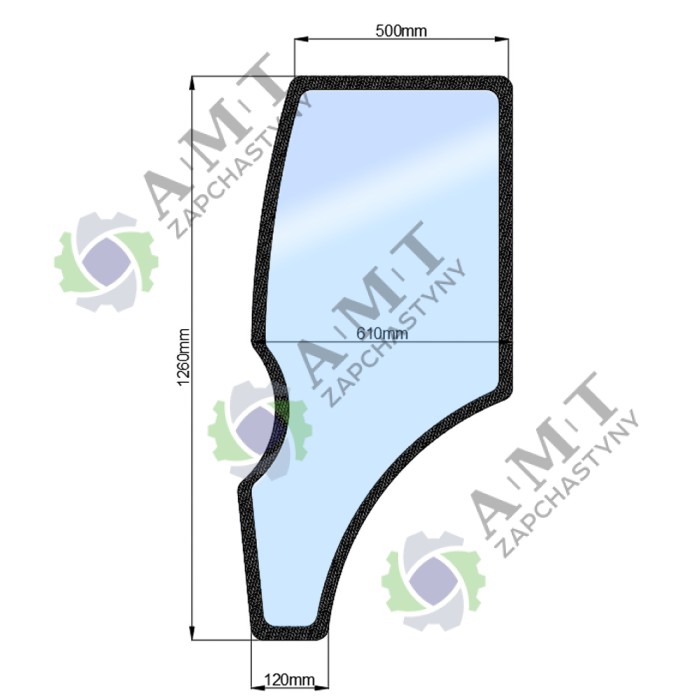 Стекло двери левой DF 404С (h=1260, L=500х610х120)
