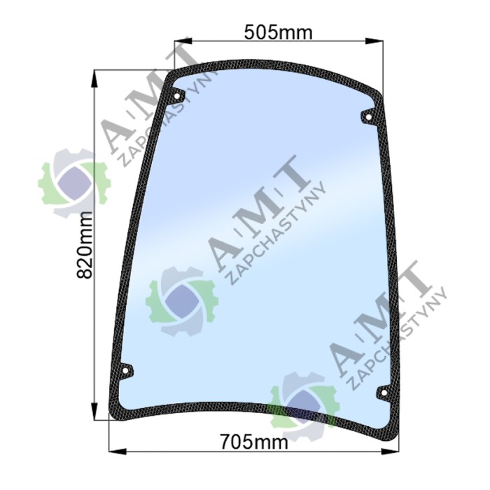 Стекло боковое правое ДТЗ 5504К (h=820, L=505х705)