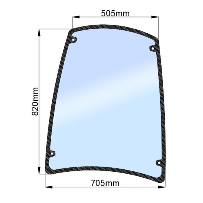 Стекло боковое правое ДТЗ 5504К (h=820, L=505х705)