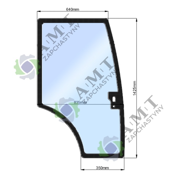 Стекло двери правой ДТЗ 5404К (h=1425, L=350х835х648)