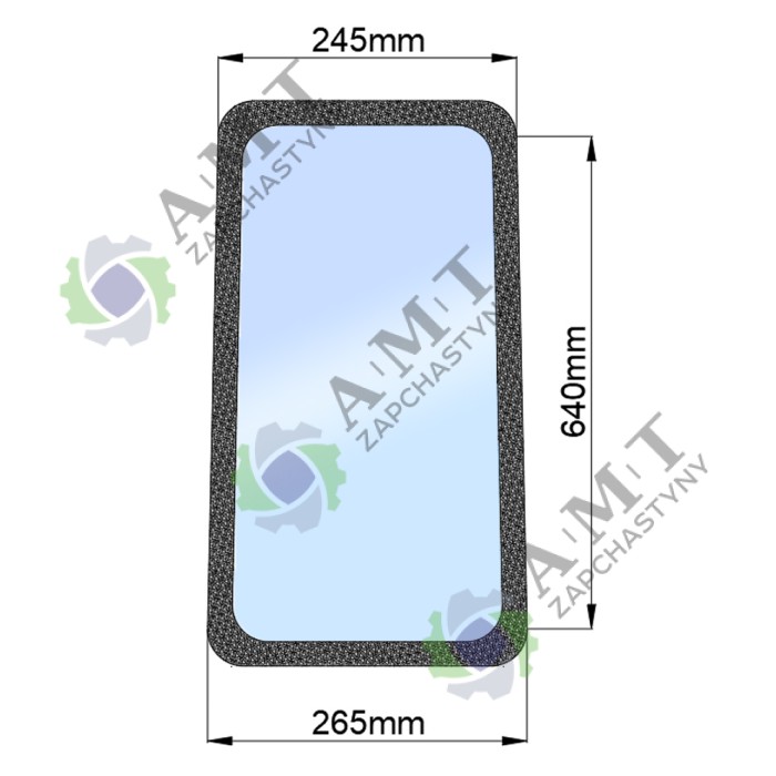 Стекло переднее нижнее правое ДТЗ 5504К (h=640, L=265х245)