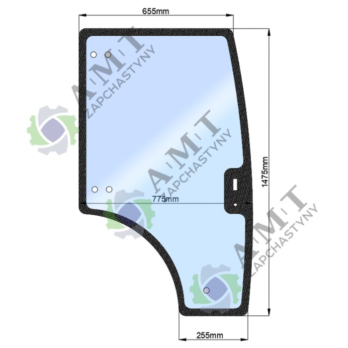 Cтекло двери правой (h-1475, L-225x775x655) DF244DHXC
