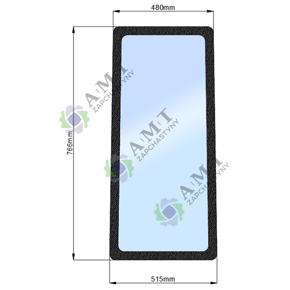 Стекло заднее боковое правое JM 804 (h=766, L=515х480)