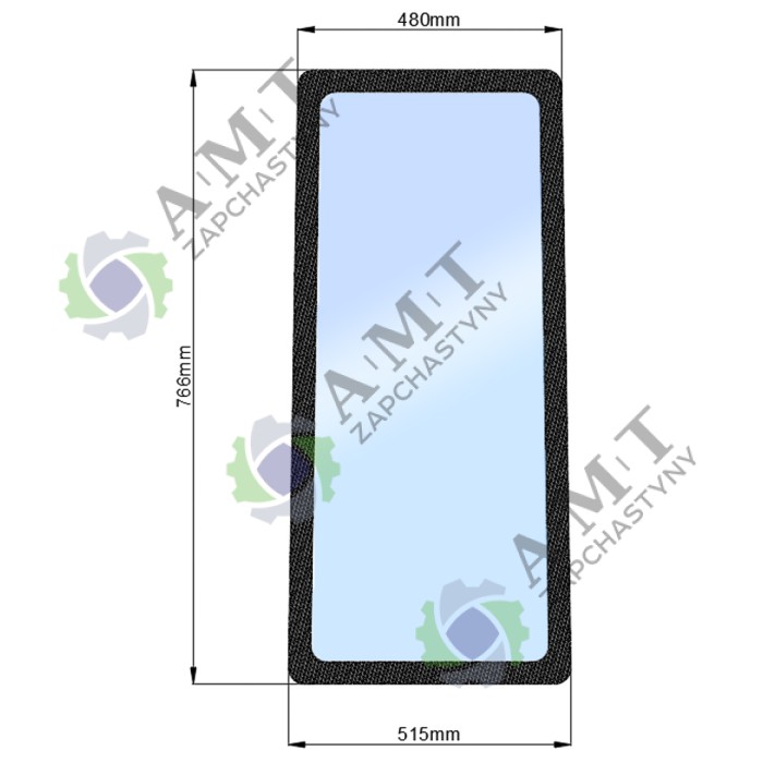 Стекло заднее боковое правое JM 804 (h=766, L=515х480)