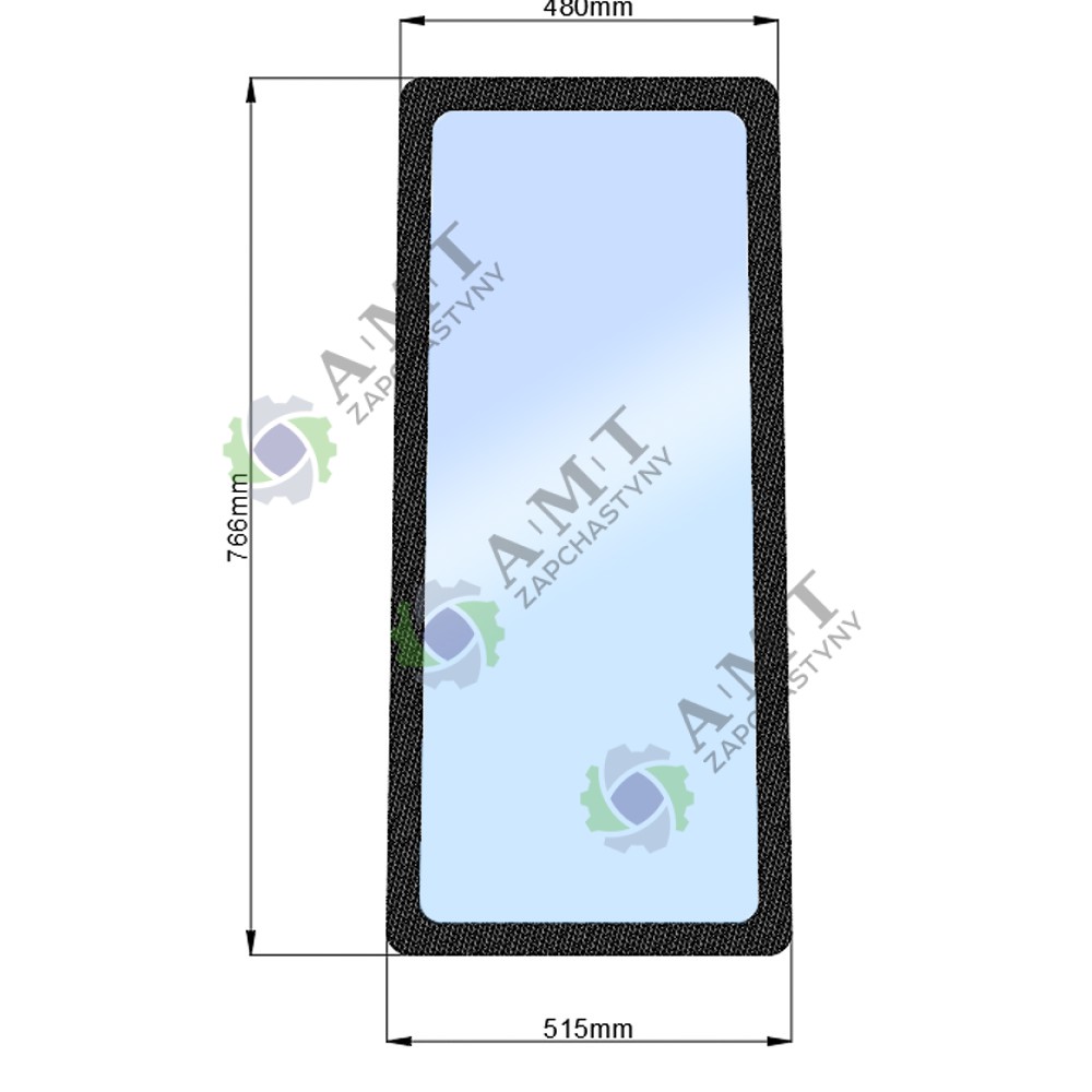 Стекло боковое заднее левоеJM 804 (h=766, L=515х480)