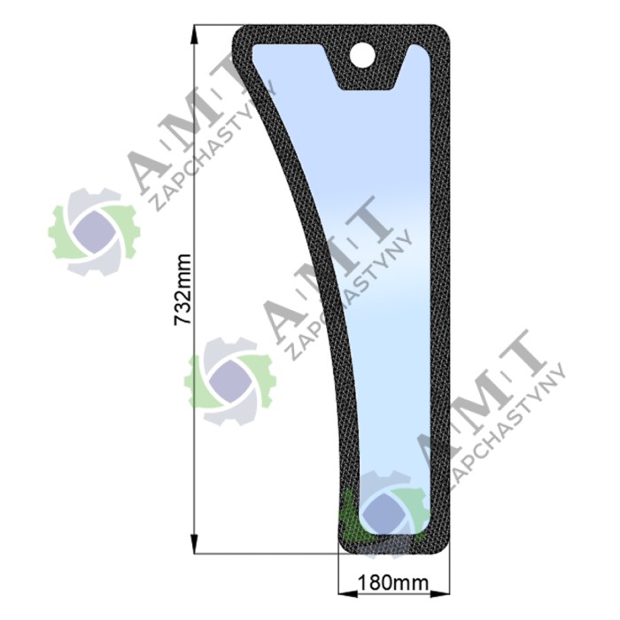 Стекло переднее нижнее левое h=732, L=180 JM804