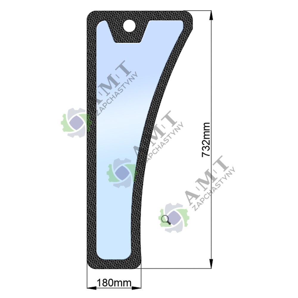 Стекло переднее нижнее правое h=732, L=180 JM804