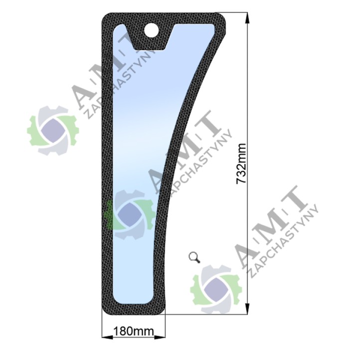 Стекло переднее нижнее правое h=732, L=180 JM804