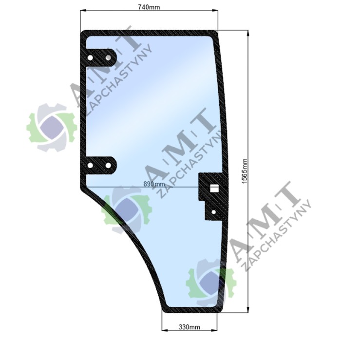 Стекло двери правой JM 804 (h=1565, L=760х830х350)