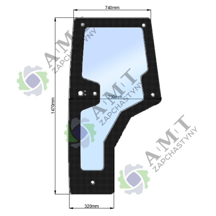 Стекло двери левой JM 254C (h=1470, L=320х640х730)