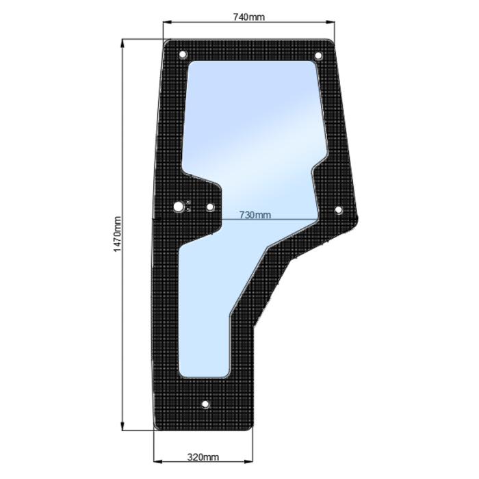 Стекло двери левой JM 254C (h=1470, L=320х640х730)