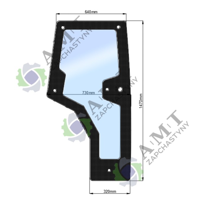 Стекло двери правой JM 254C (h=1470, L=320х640х730)