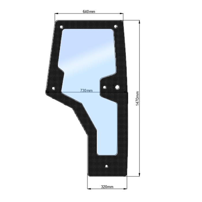 Стекло двери правой JM 254C (h=1470, L=320х640х730)