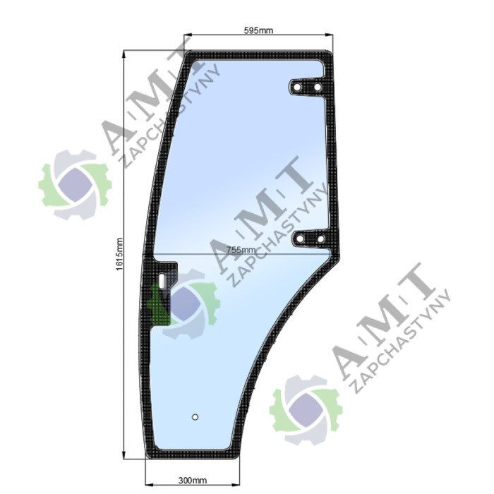 Стекло двери левой ДТЗ 504 (h=1615, L=595x755x300)