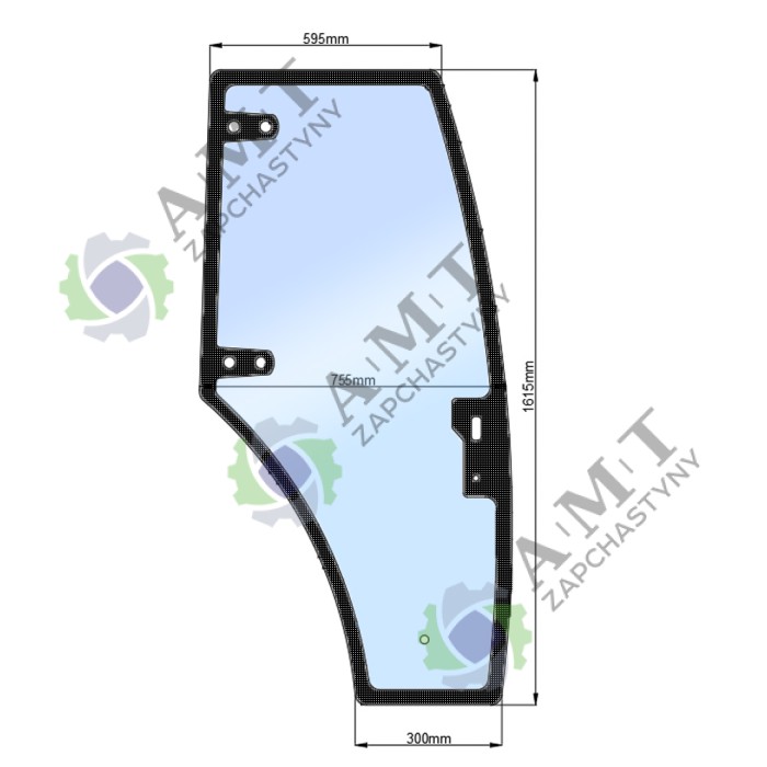 Стекло двери правой ДТЗ 504 (h=1615, L=595x755x300)